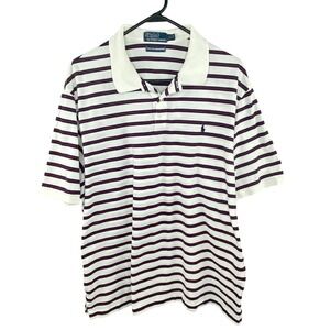 Polo Ralph Lauren Striped Polo Mens XXL Pima Cotton White Navy Burgundy Golf